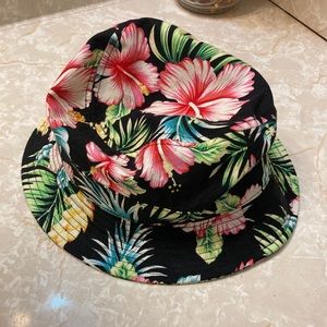 Black Tropical Designed Bucket Hat